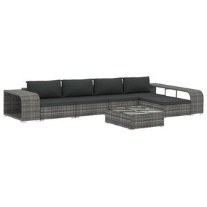 vidaXL Salon de jardin 8 pcs avec coussins r&eacute;sine tress&eacute;e gris