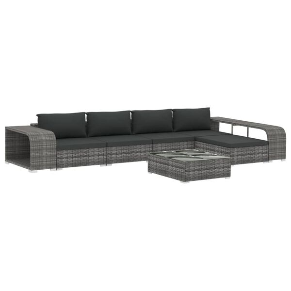 vidaXL Salon de jardin 8 pcs avec coussins résine tressée gris