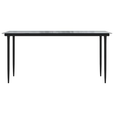 vidaXL Table à dîner de jardin Noir 160x80x74 cm Acier et verre trempé