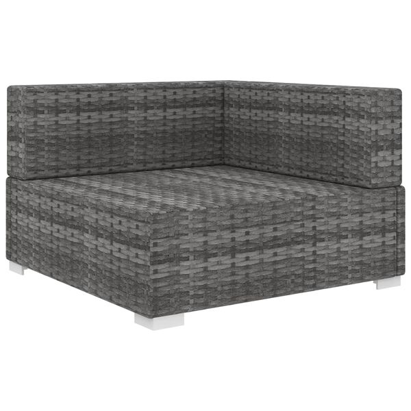 vidaXL Chaise d'angle sectionnelle avec coussins r&eacute;sine tress&eacute;e gris