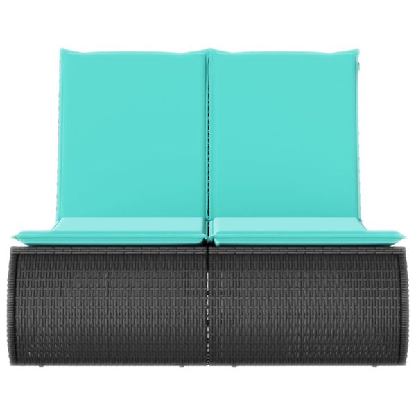 vidaXL Chaise longue double avec coussins noir r&eacute;sine tress&eacute;e