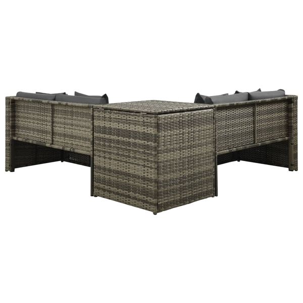 vidaXL Salon de jardin 4 pcs avec coussins r&eacute;sine tress&eacute;e gris