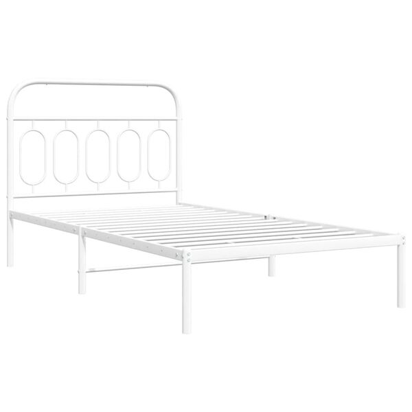 vidaXL Cadre de lit m&eacute;tal sans matelas et t&ecirc;te de lit blanc 100x200 cm