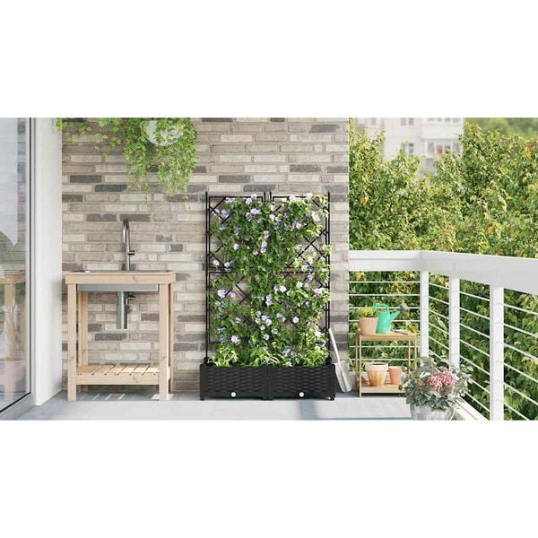 vidaXL Cache-pot de jardin 2 pcs Noir 80 x 40 x 125,5 cm Acier