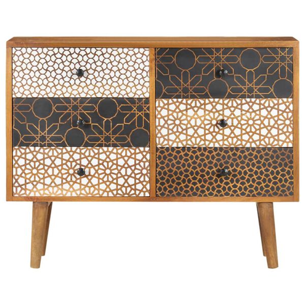 vidaXL Buffet avec motif imprimé 90x30x70 cm Bois de manguier massif