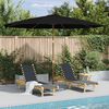 vidaXL Parasol d'ext&eacute;rieur avec m&acirc;t en bois 350 cm Noir
