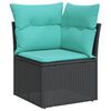 vidaXL Canap&eacute; d'angle de jardin avec coussins noir r&eacute;sine tress&eacute;e
