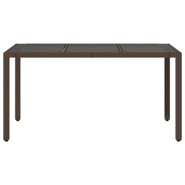 vidaXL Table de jardin avec dessus en verre marron r&eacute;sine tress&eacute;e