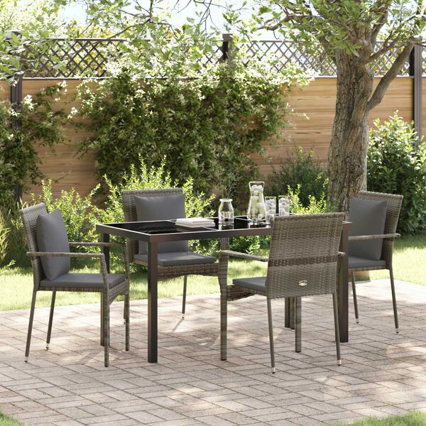 vidaXL Ensemble de salle &agrave; manger pour jardin 5 pcs Gris polyrotin