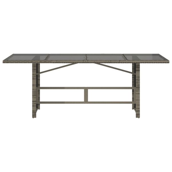 vidaXL Table de jardin avec dessus en verre gris r&eacute;sine tress&eacute;e