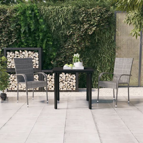 vidaXL Ensemble &agrave; manger de jardin 3 pcs Gris et noir
