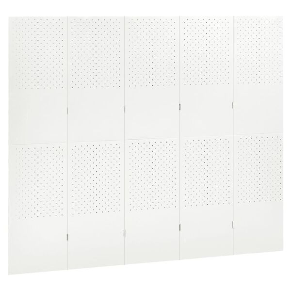 vidaXL Cloison de s&eacute;paration 5 panneaux Blanc 200x180 cm Acier