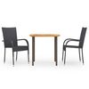 vidaXL Ensemble &agrave; manger de jardin 3pcs R&eacute;sine tress&eacute;e Noir