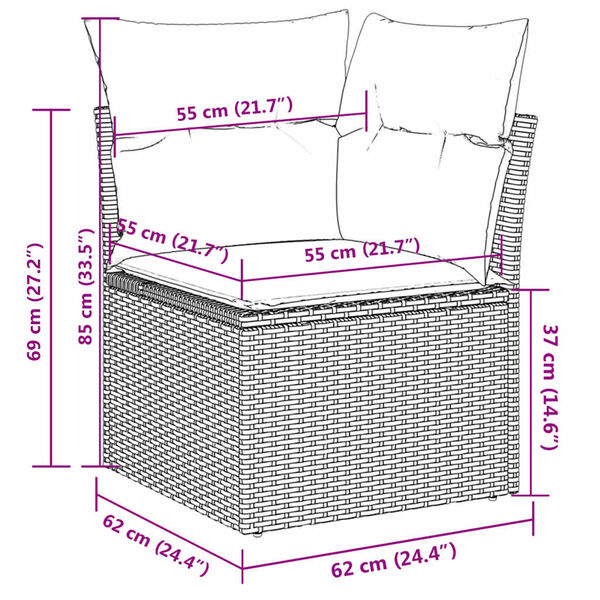 vidaXL Salon de jardin 6 pcs avec coussins noir r&eacute;sine tress&eacute;e