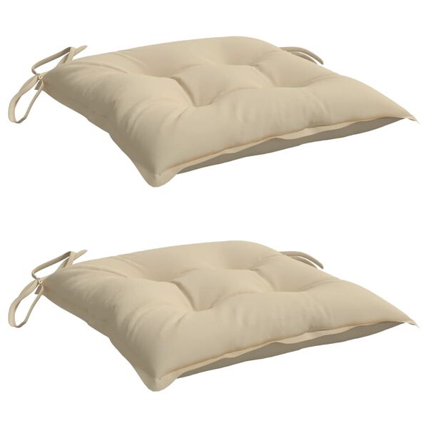 vidaXL Coussins de chaise lot de 2 beige 40x40x7 cm tissu oxford