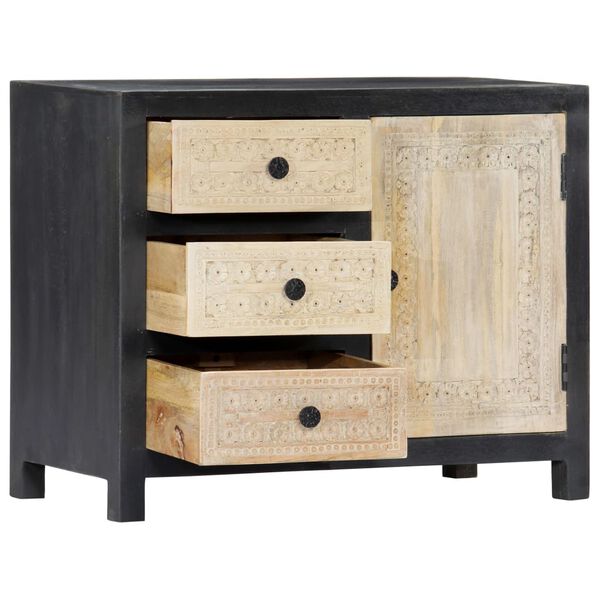 vidaXL Table d'appoint sculpt&eacute;e &agrave; la main Gris 75x35x60 cm Manguier