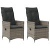 vidaXL Chaises inclinables de jardin lot de 2 et coussins gris rotin