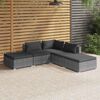 vidaXL Salon de jardin 5 pcs avec coussins R&eacute;sine tress&eacute;e Gris