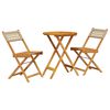 vidaXL Ensemble de bistro 3 pcs beige r&eacute;sine tress&eacute;e et bois massif