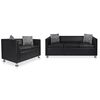 vidaXL Ensemble de canap&eacute;s &agrave; 2 et 3 places noir similicuir