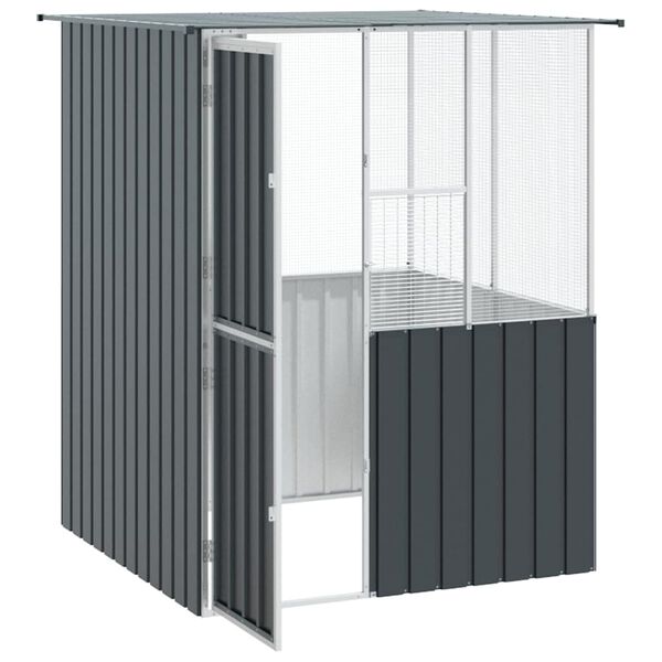 vidaXL Cage pour oiseaux Anthracite 154 x 154 x 200 cm Acier galvanisé