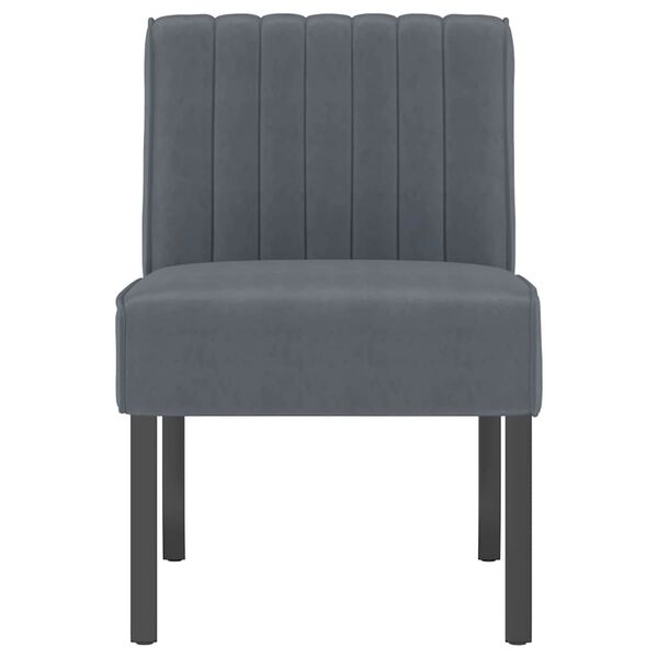 vidaXL Fauteuil sans accoudoirs gris fonc&eacute; velours