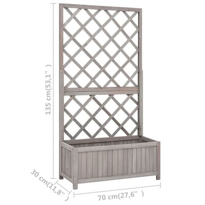 vidaXL Jardinière à treillis de jardin Gris 70x30x135 cm Bois de sapin