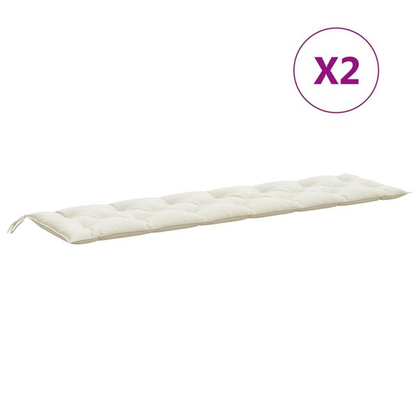 vidaXL Coussins de banc de jardin lot de 2 crème mélangé tissu