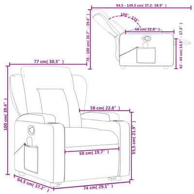 vidaXL Fauteuil inclinable de massage gris similicuir