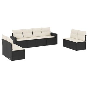 vidaXL Salon de jardin 8 pcs avec coussins noir r&eacute;sine tress&eacute;e