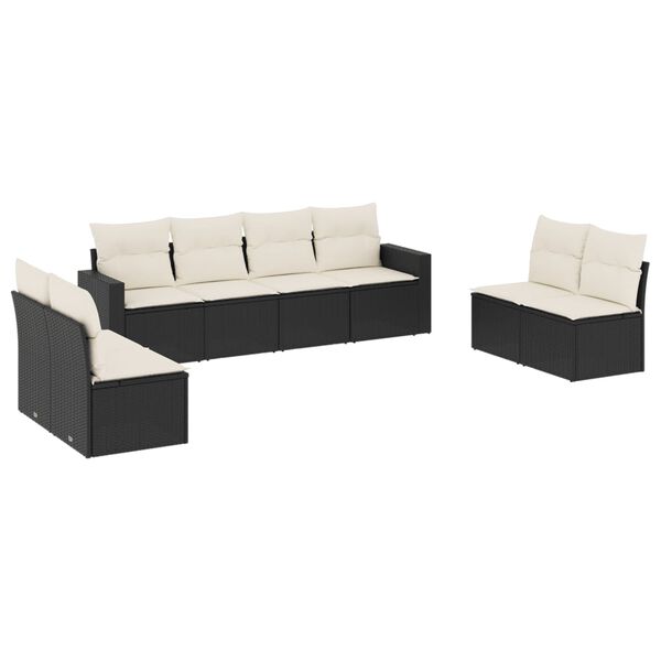 vidaXL Salon de jardin 8 pcs avec coussins noir r&eacute;sine tress&eacute;e