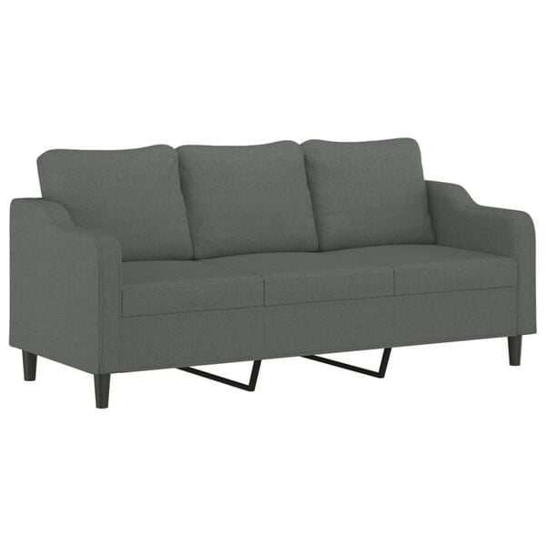 vidaXL Canap&eacute; &agrave; 3 places avec repose-pieds Gris fonc&eacute; 180 cm Tissu