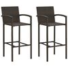 vidaXL Tabourets de bar lot de 2 marron r&eacute;sine tress&eacute;e