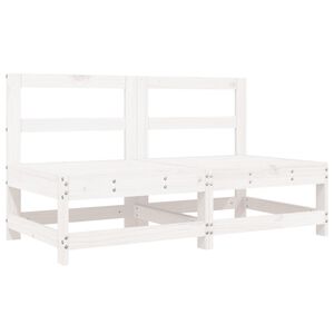 vidaXL Canap&eacute;s centraux de jardin 2 pcs blanc bois de pin massif