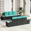 vidaXL Ensemble de canap&eacute; de jardin 8 pcs Noir et turquoise polyrotin