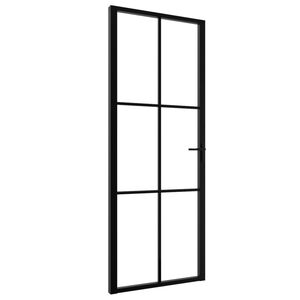 vidaXL Porte int&eacute;rieure Verre ESG et aluminium 76x201,5 cm Noir