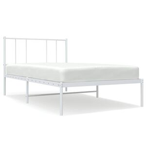 vidaXL Cadre de lit métal sans matelas et tête de lit blanc 100x200 cm