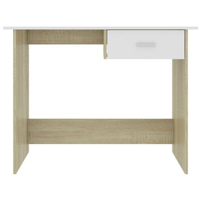 vidaXL Bureau Blanc et chêne sonoma 100 x 50 x 76 cm Aggloméré