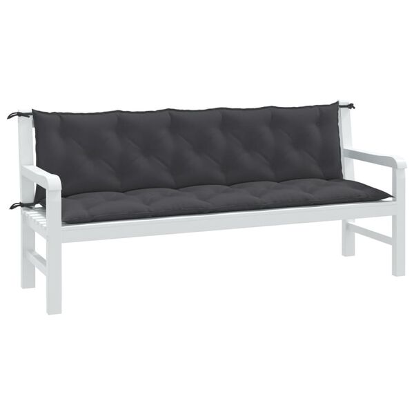 vidaXL Coussins de banc de jardin lot de 2 anthracite m&eacute;lang&eacute; tissu