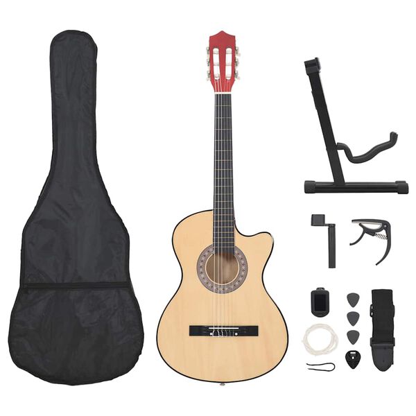 vidaXL Jeu de guitare 12 pcs acoustique pan coup&eacute; western 6 cordes 38"