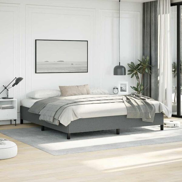 vidaXL Cadre de lit gris fonc&eacute; 193x203 cm tissu
