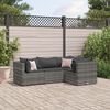 vidaXL Salon de jardin 4 pcs avec coussins Gris R&eacute;sine tress&eacute;e