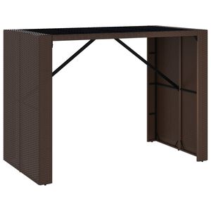vidaXL Table de bar et dessus en verre marron 145x80x110 cm poly rotin