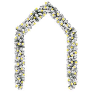 vidaXL Guirlande de Noël avec LED et neige floquée Vert 5 m PVC