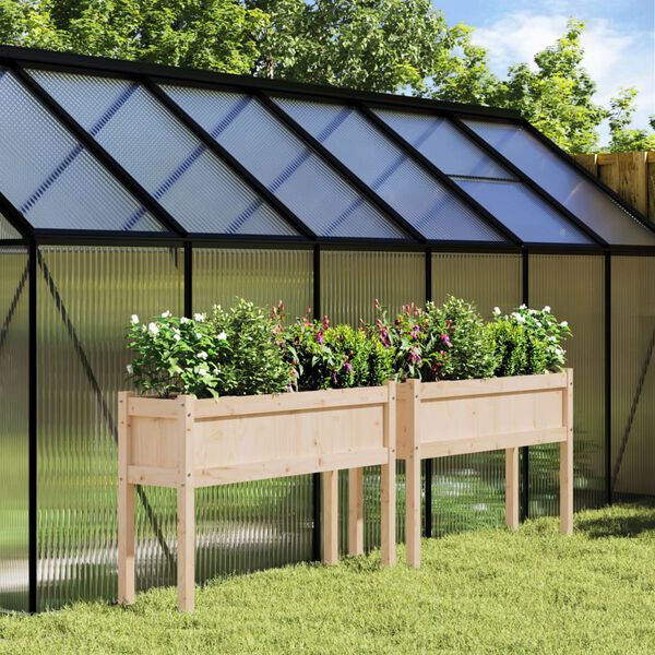 vidaXL Jardini&egrave;res 2 pcs avec pieds bois de pin massif