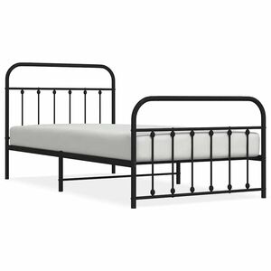 vidaXL Cadre de lit métal sans matelas et pied de lit noir 100x200 cm