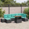 vidaXL Ensemble de canap&eacute; de jardin avec coussin 8 pcs Noir polyrotin