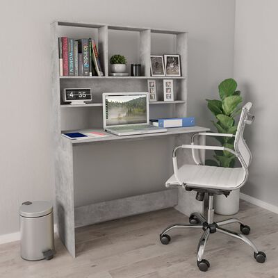 vidaXL Bureau avec étagères Gris béton 110 x 45 x 157 cm Aggloméré