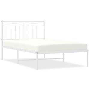 vidaXL Cadre de lit m&eacute;tal sans matelas et t&ecirc;te de lit blanc 100x200 cm