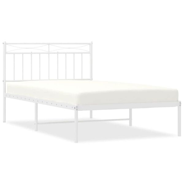 vidaXL Cadre de lit m&eacute;tal sans matelas et t&ecirc;te de lit blanc 100x200 cm